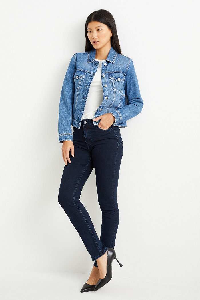 C&A Slim jeans-średni stan-dżinsy modelujące-LYCRA, Niebieski, Rozmiar: 34