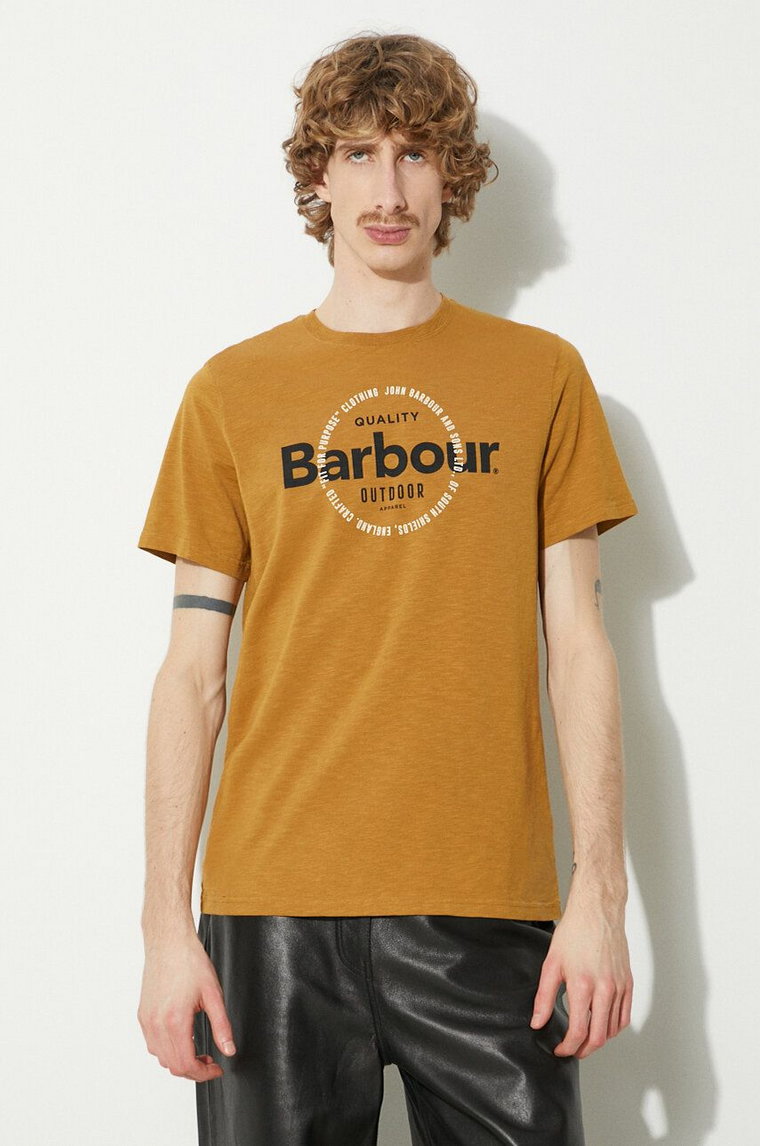 Barbour t-shirt Bidwell Tee męski kolor żółty z nadrukiem MTS1268