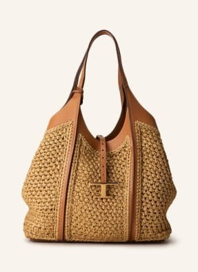 Tod's Torba Shopper Timeless Medium Z Saszetką beige