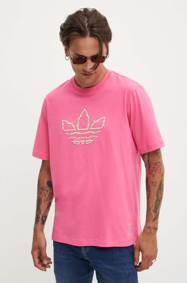 adidas Originals t-shirt bawełniany Pride męski kolor różowy z nadrukiem IZ4898