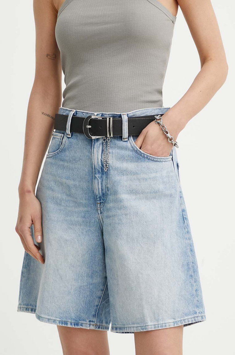 G-Star Raw szorty jeansowe damskie kolor niebieski gładkie high waist D24370-D436