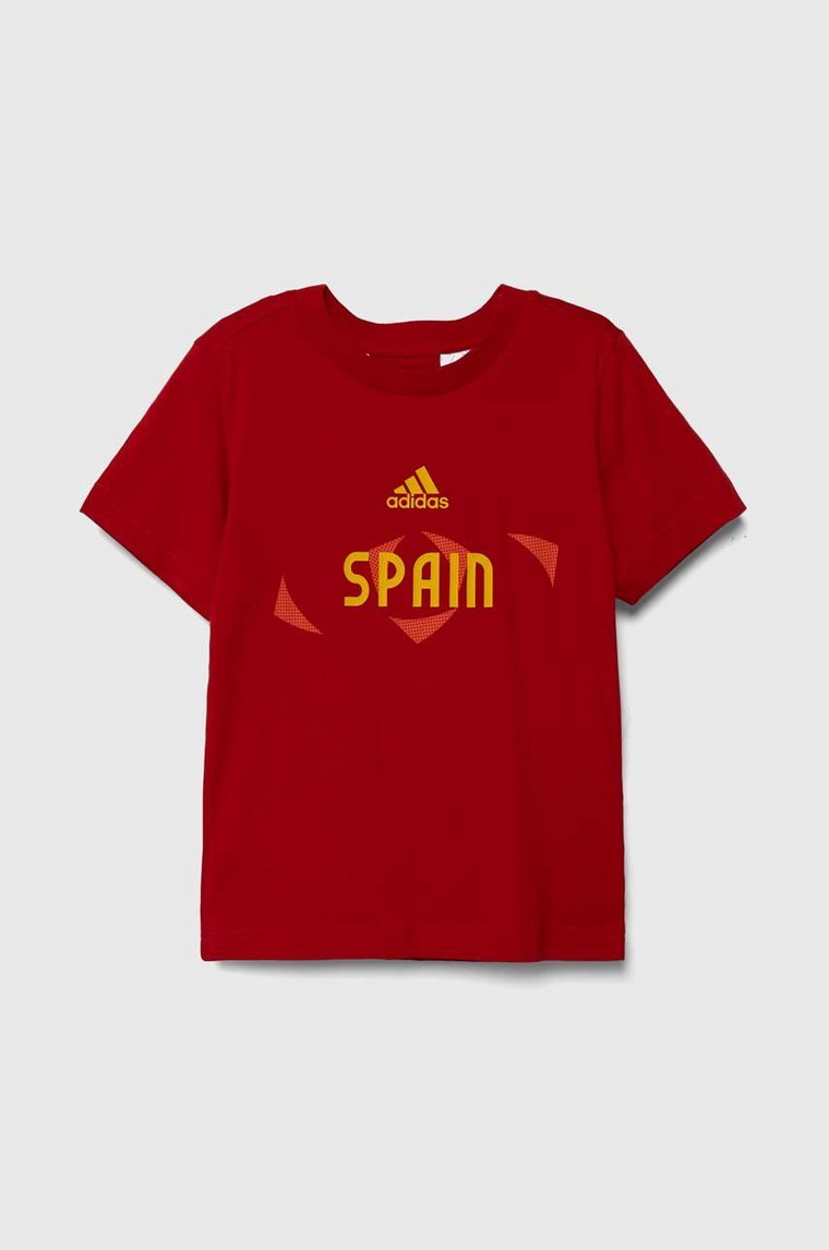 adidas Performance t-shirt bawełniany dziecięcy kolor czerwony z nadrukiem