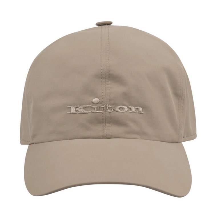 Elegancka beżowa czapka baseballowa z mieszanki bawełny Kiton