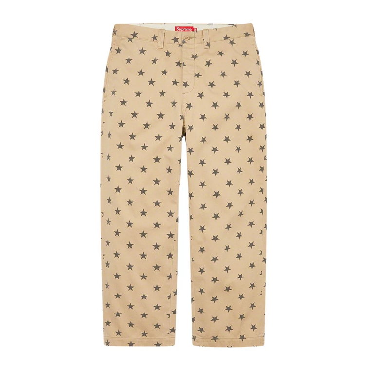 Limitowana Edycja Khaki Gwiazdy Spodnie Chino Supreme