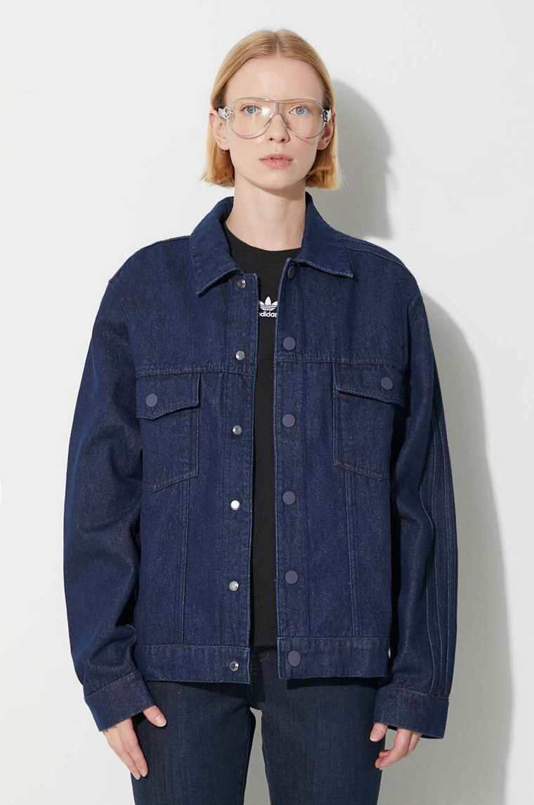 adidas Originals kurtka jeansowa Denim Jacket damska kolor granatowy przejściowa oversize IN0265