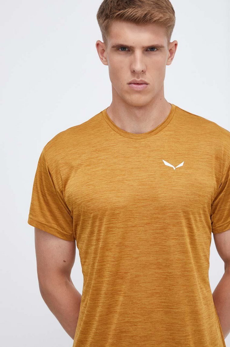 Salewa t-shirt sportowy Puez Melange Dry kolor brązowy melanżowy 00-0000026537