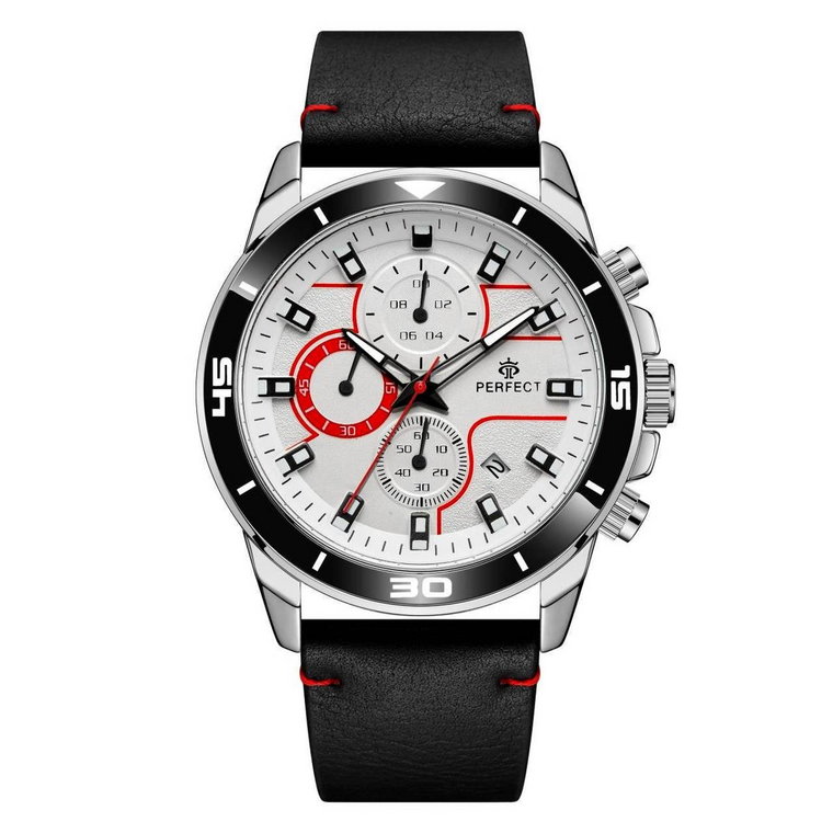 Czarny zegarek męski na pasku duży solidny Perfect CH02L czarny