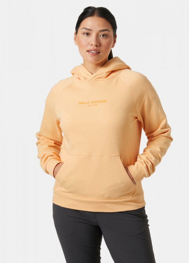 Damska bluza dresowa nierozpinana z kapturem Helly Hansen Core Hoodie - żółta