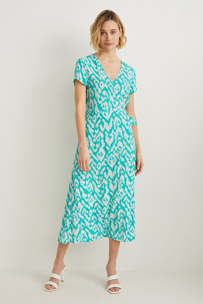 C&A Sukienka kopertowa-ze wzorem, Zielony, Rozmiar: 40