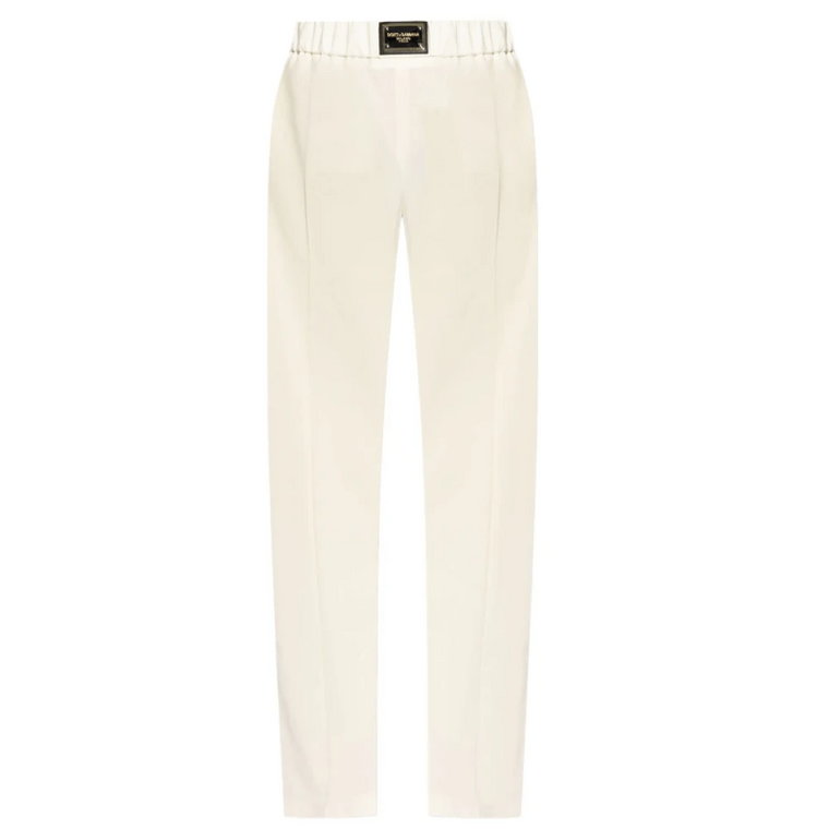 Białe Wysoko-Talowe Spodnie Wełniane Dolce & Gabbana