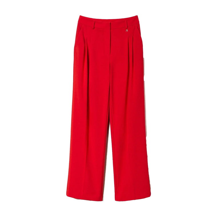 Czerwone Spodnie Damskie z Syntetyku Actitude