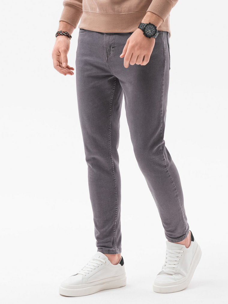 Jeansowe spodnie męskie bez przetarć SLIM FIT - grafitowe V5 OM-PADP-0148