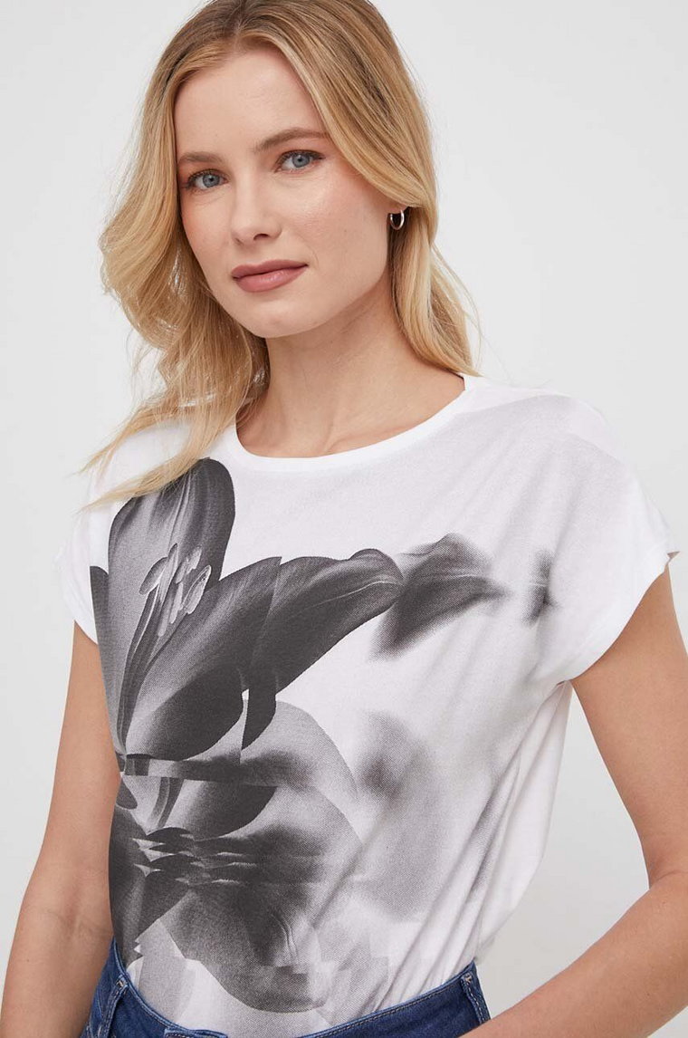 Sisley t-shirt bawełniany damski kolor biały