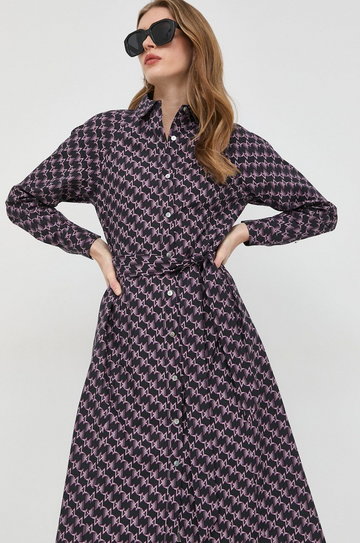 Karl Lagerfeld sukienka bawełniana midi rozkloszowana