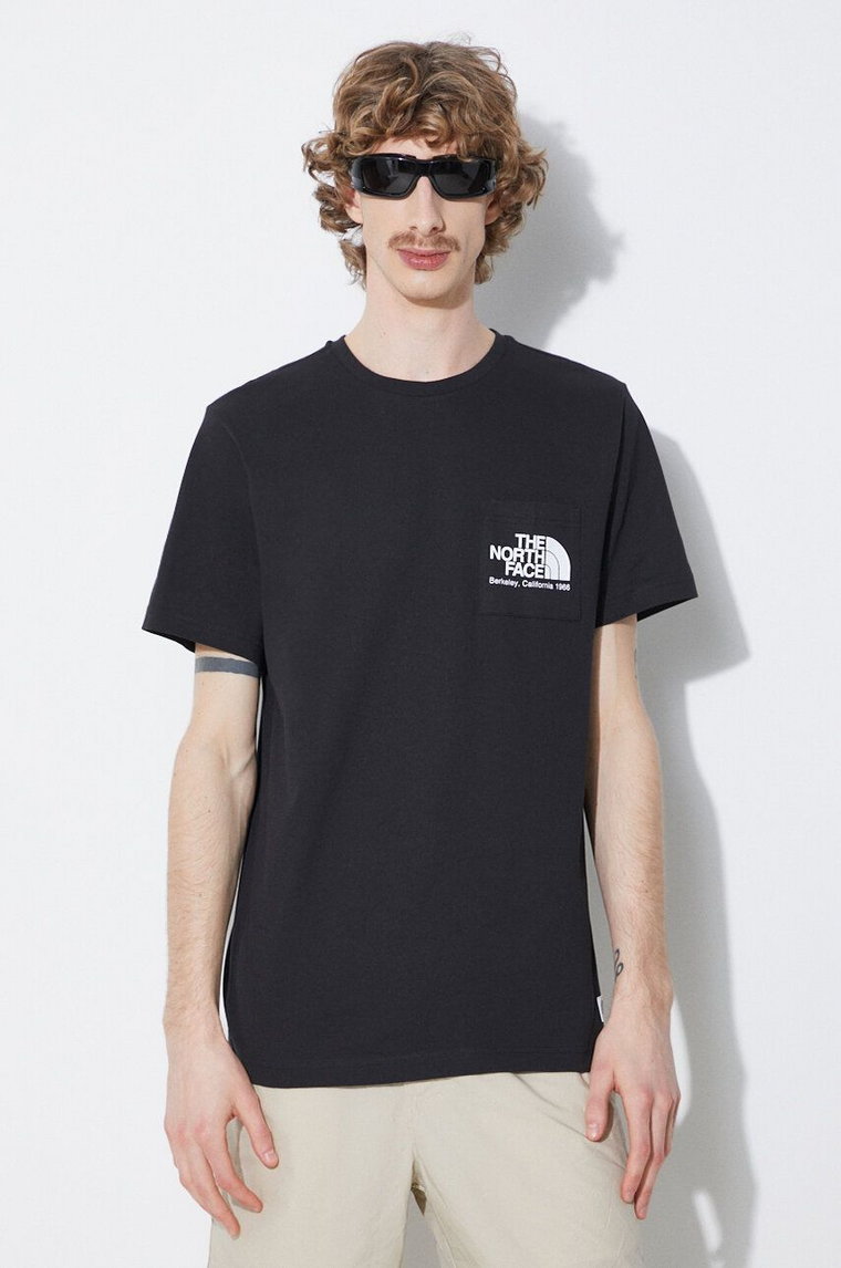 The North Face t-shirt bawełniany M Berkeley California Pocket S/S Tee męski kolor czarny z nadrukiem NF0A87U2JK31