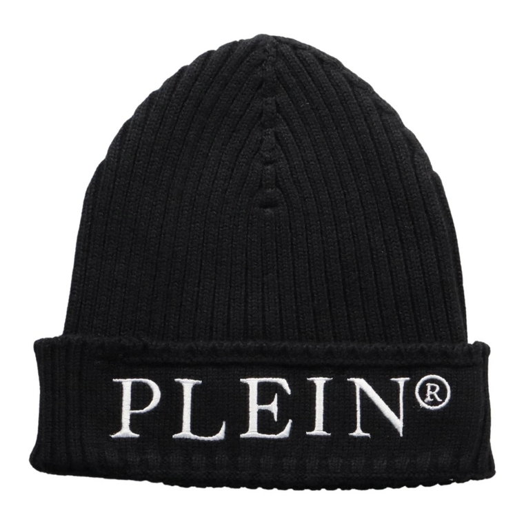 Czarna czapka z haftowanym logo Philipp Plein