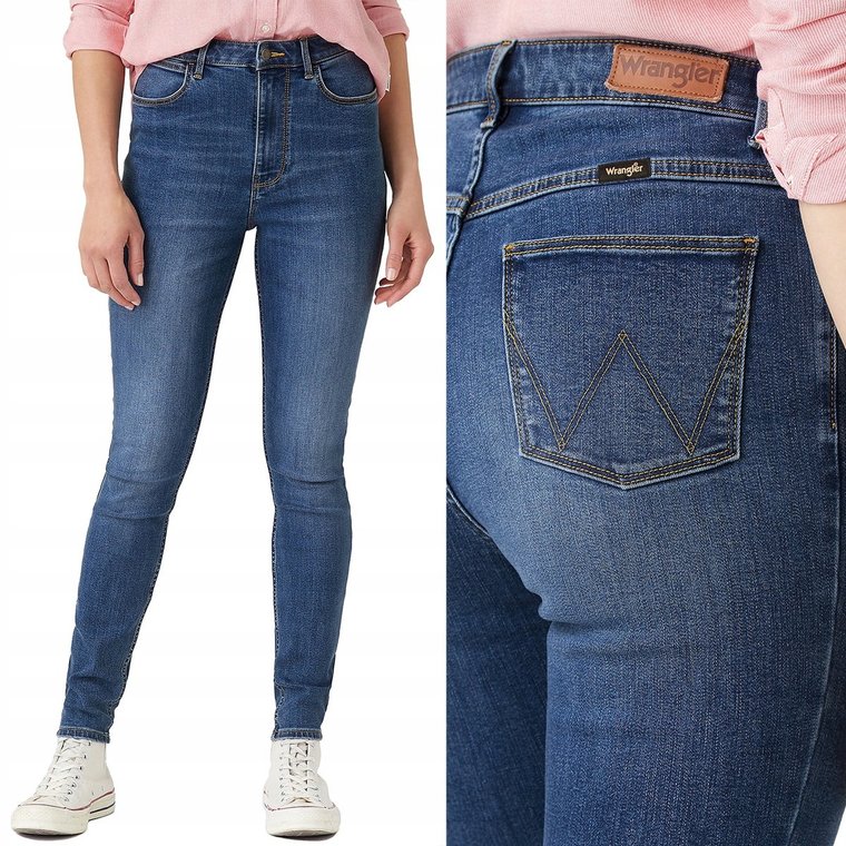 Wrangler SKINNY Marina RURKI Z WYŻSZYM STANEM BLUE DżINS W26 L32