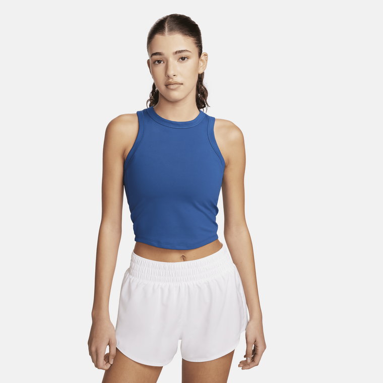 Damska koszulka bez rękawów o skróconym kroju Dri-FIT Nike One Fitted - Niebieski