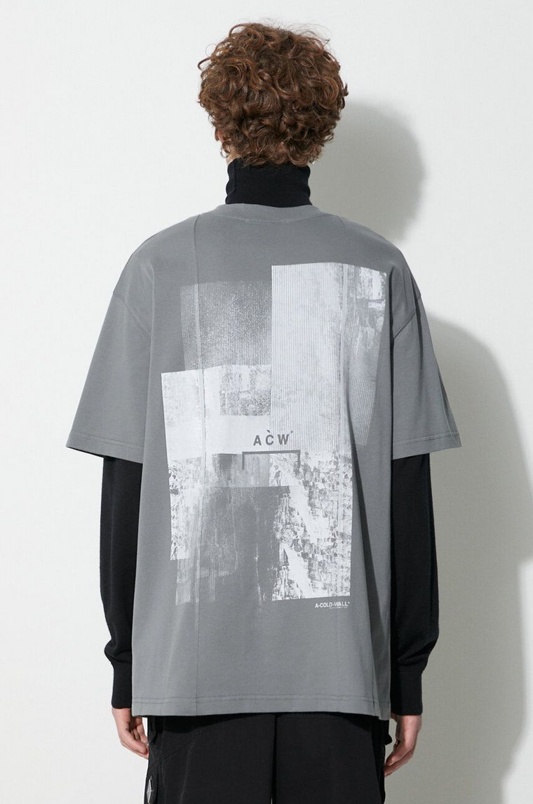 A-COLD-WALL* t-shirt bawełniany BRUTALIST T-SHIRT kolor zielony z nadrukiem ACWMTS141A