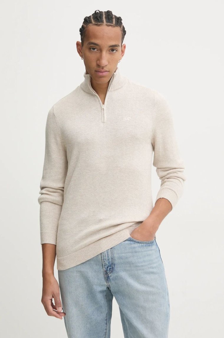 Hollister Co. sweter męski kolor beżowy lekki KI320-4041