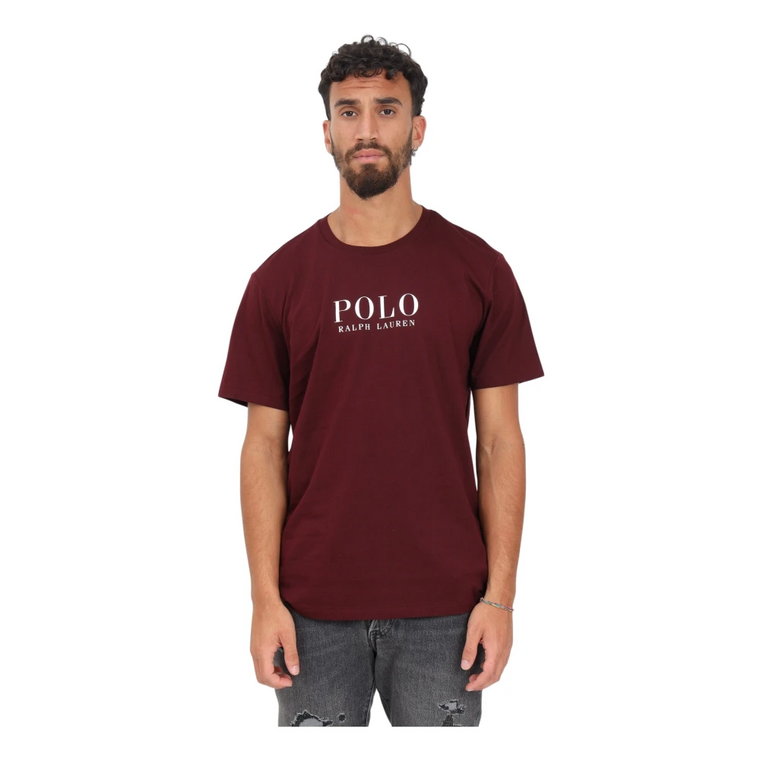 Męska koszulka Bordeaux z nadrukiem logo Ralph Lauren