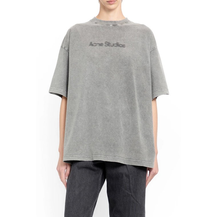 Wyblakły Szary T-shirt z Rozmytym Logo dla Kobiet Acne Studios