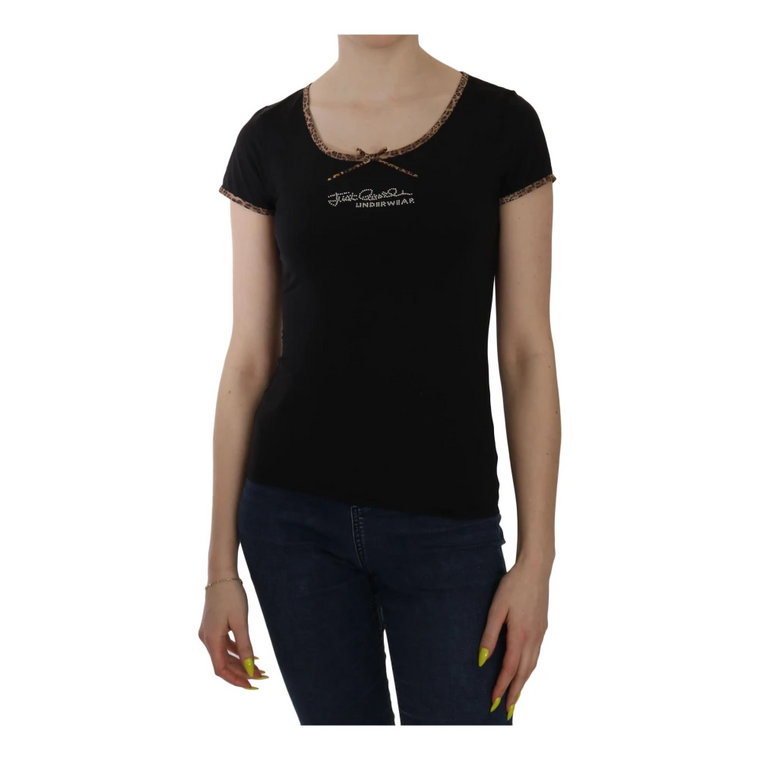 Black Short Sleeve Top Underwear T-shirt Just Cavalli
