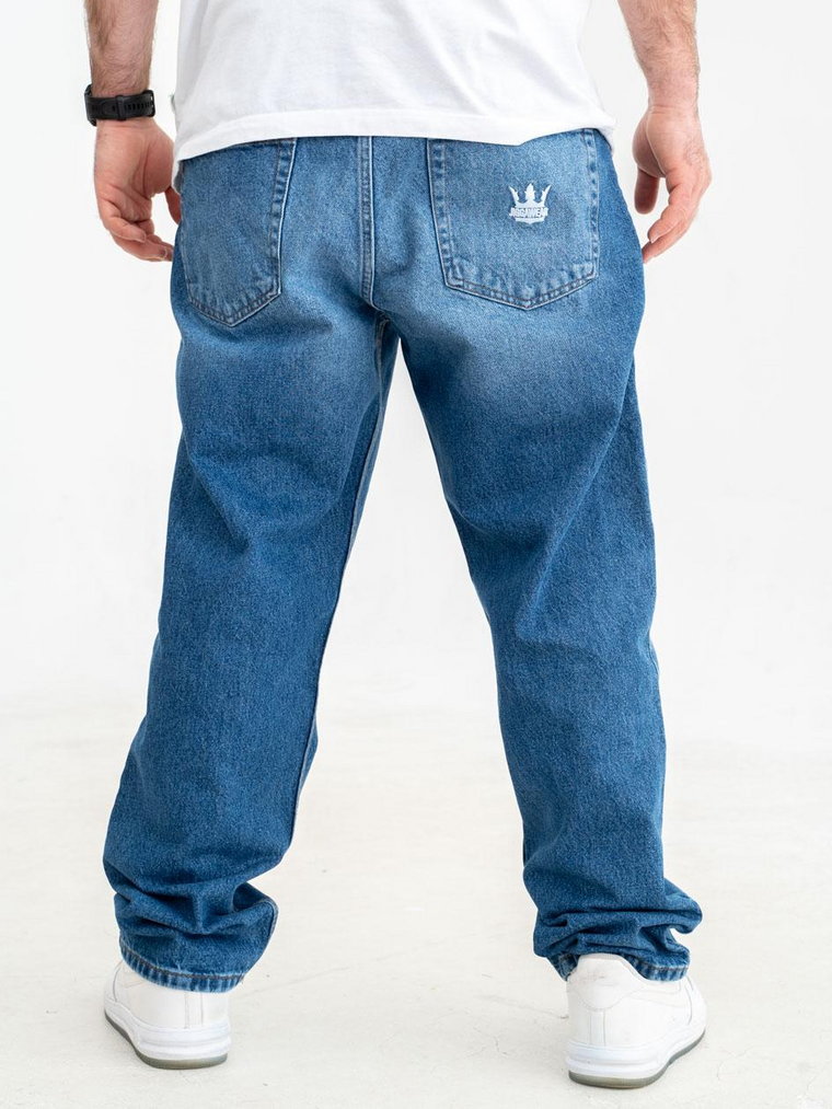 Spodnie Jeansowe Baggy Męskie Niebieskie Jigga Wear Crown