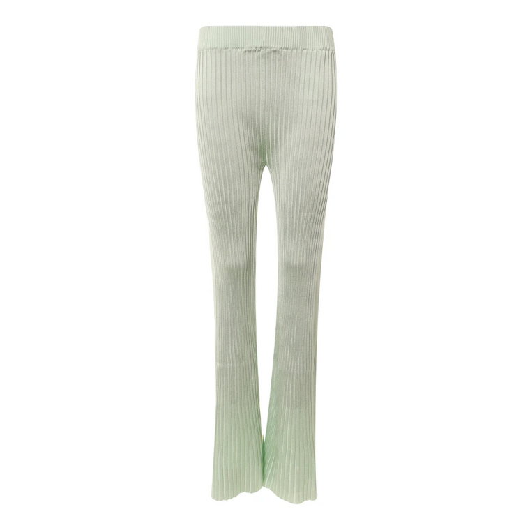 Zielone Spodnie z Rozszerzanymi Nogawkami i Elastycznym Pasem Jil Sander