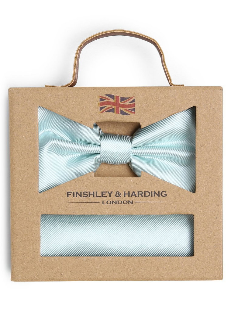 Finshley & Harding London - Muszka i poszetka męska z jedwabiu, zielony