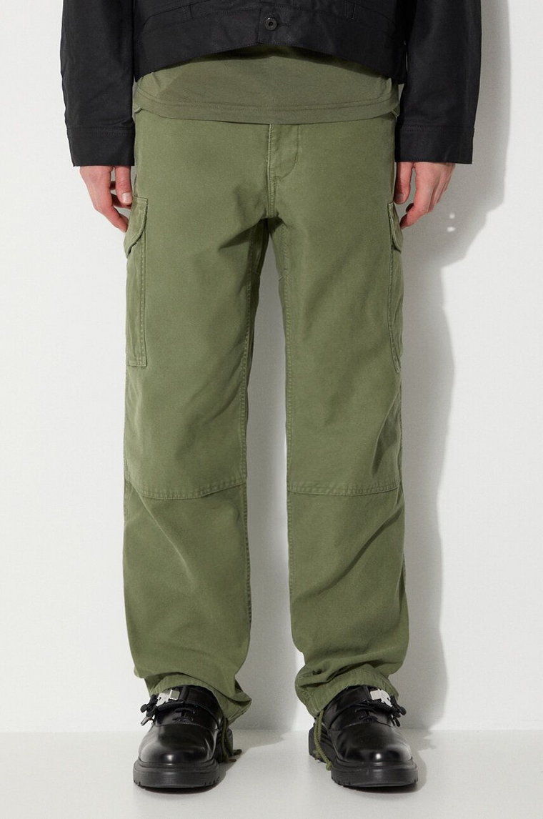 Filson spodnie bawełniane Field Cargo Pants kolor zielony w fasonie cargo FMPAN0016