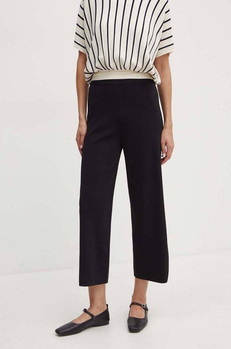 Max Mara Leisure spodnie damskie kolor czarny proste high waist 2426336017600