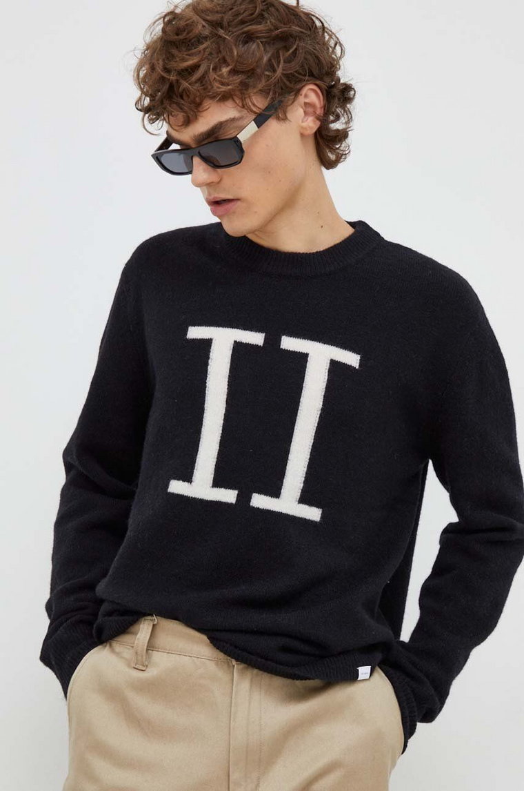 Les Deux sweter z domieszką wełny męski kolor czarny