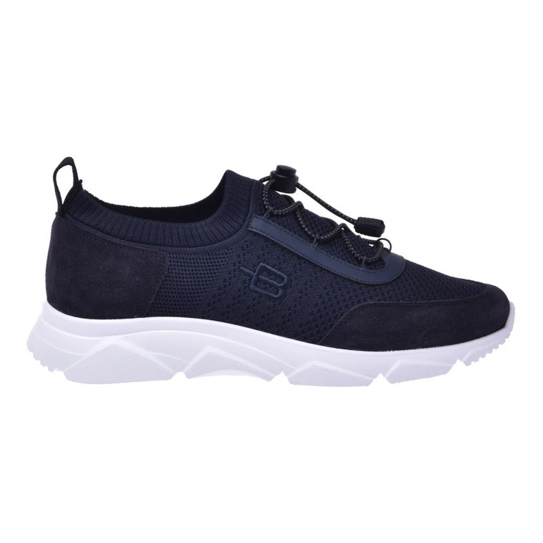 Running trainers in fabric and blue suede Baldinini