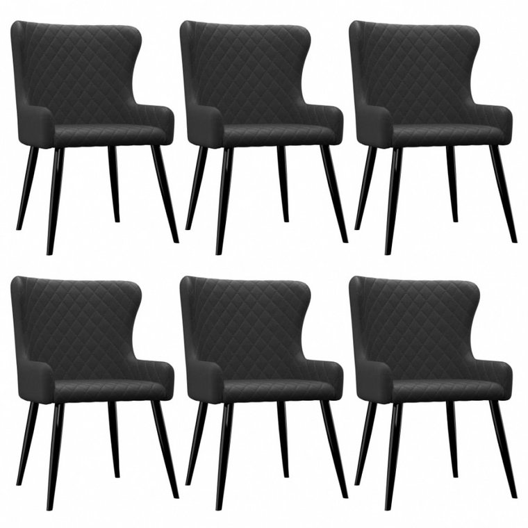 Krzesła do salonu 6 szt. czarne tapicerowane tkaniną kod: V-278819