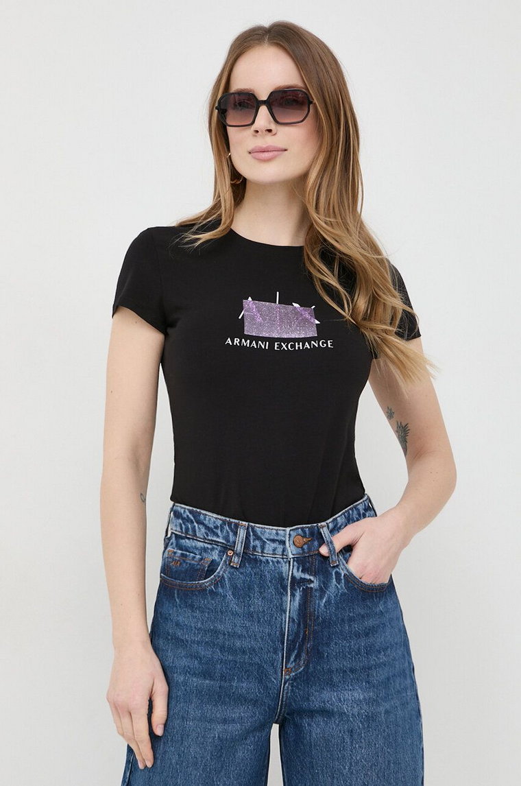 Armani Exchange t-shirt damski kolor czarny 3DYT51 YJETZ