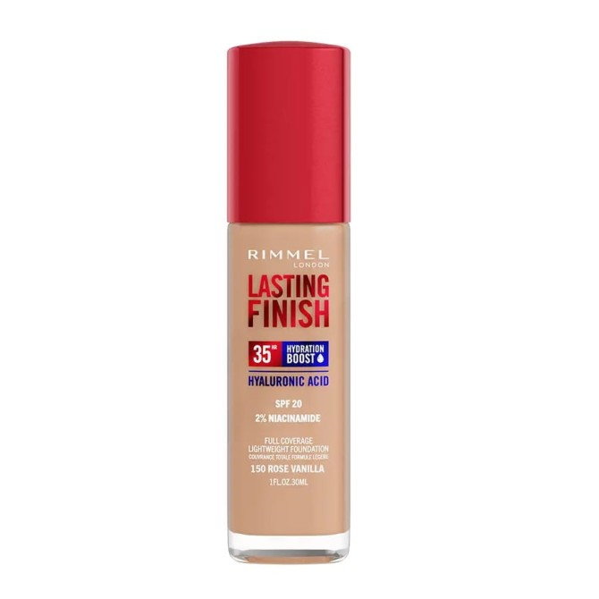 Rimmel Lasting Finish 35H silnie nawilżający i długotrwale kryjący podkład do twarzy z filtrem SPF20 150 Rose Vanilla 30ml