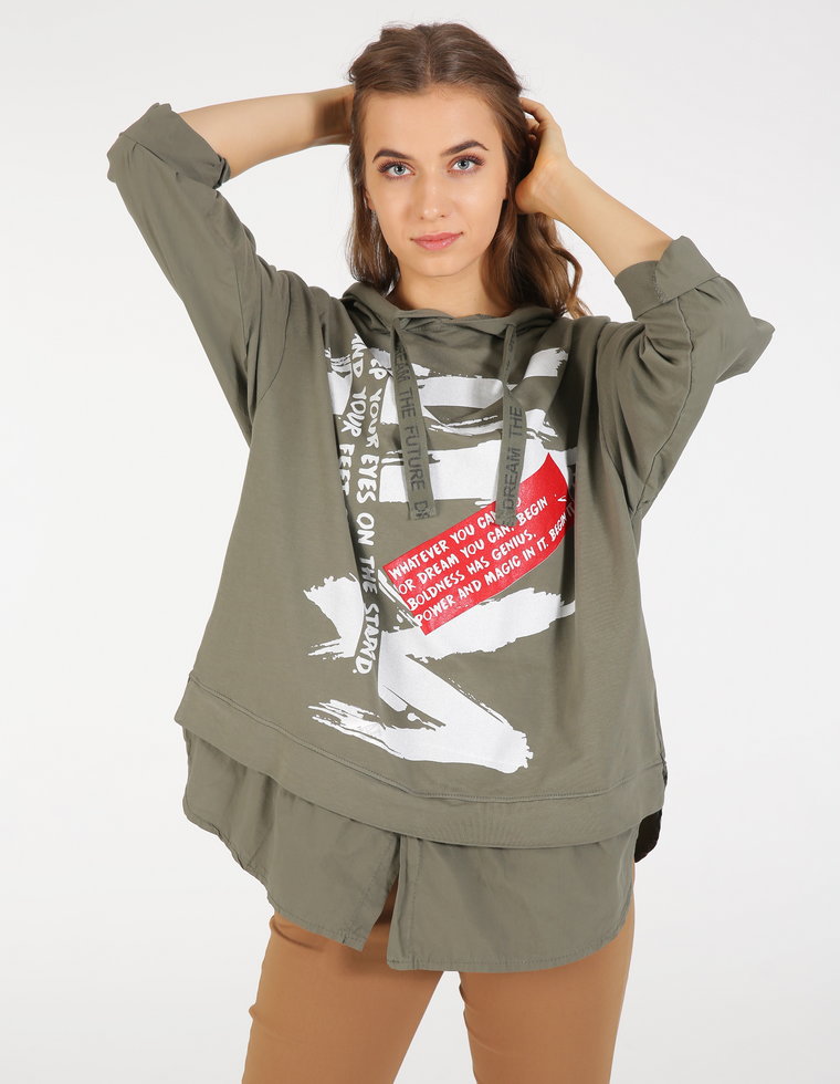 BLUZA Z NADRUKIEM 114-8071 MILITAR