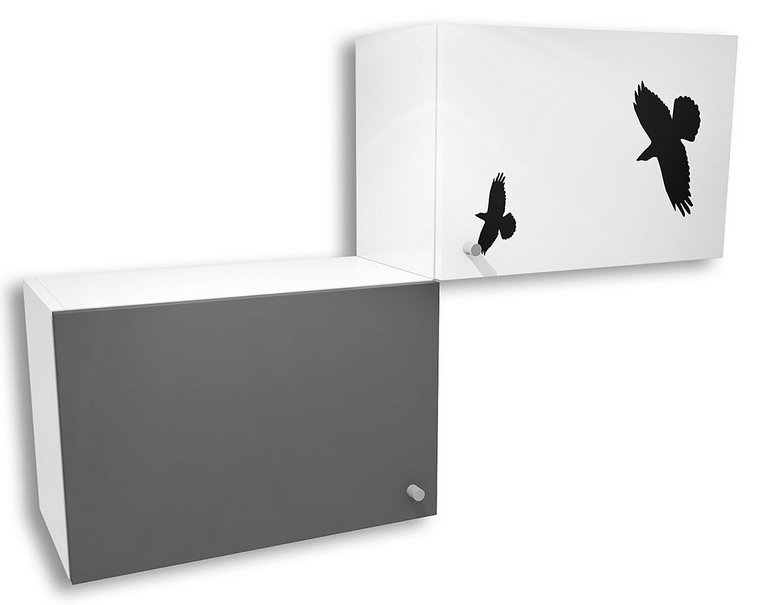 Biało-grafitowa szafka wisząca do pokoju młodzieżowego Timi 19X - 5 kolorów