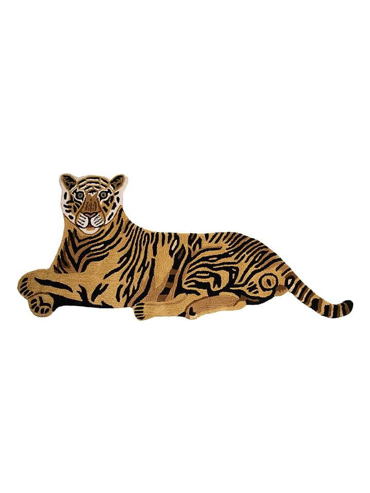 Clayre & Eef Wełniany dywan "Tiger" w kolorze jasnobrązowo-czarnym - 183 x 76 cm