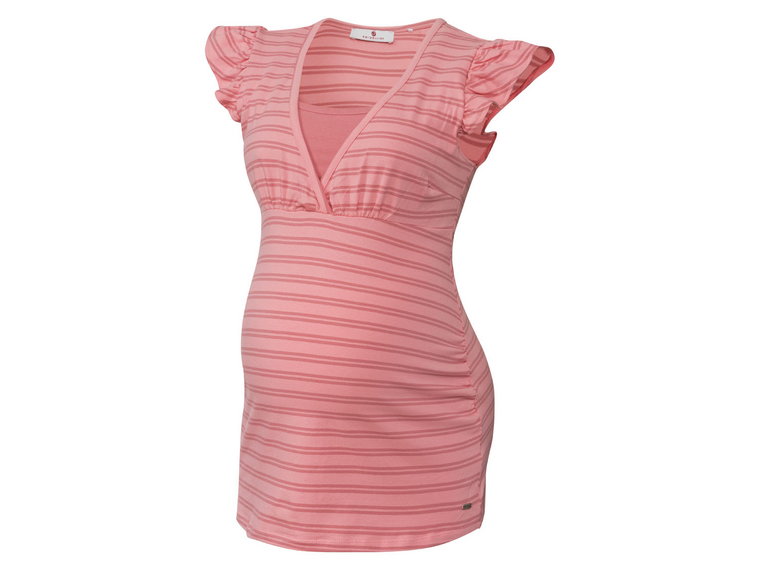 bellybutton T-shirt/ top ciążowy i do karmienia damski, z bawełny (40, W paski/ koralowy/ różowy)