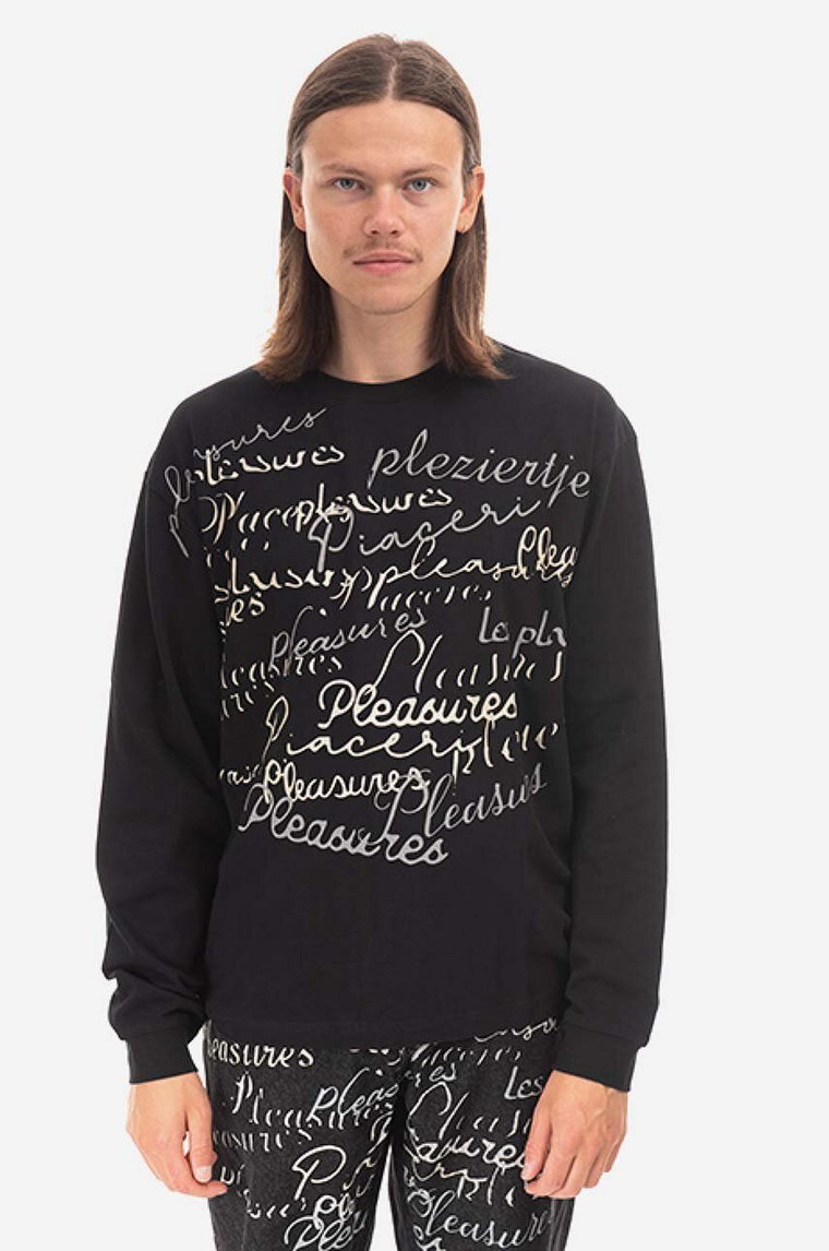 PLEASURES longsleeve Shatter Long męski kolor czarny z nadrukiem P22F022-BLACK P22F022-BLACK