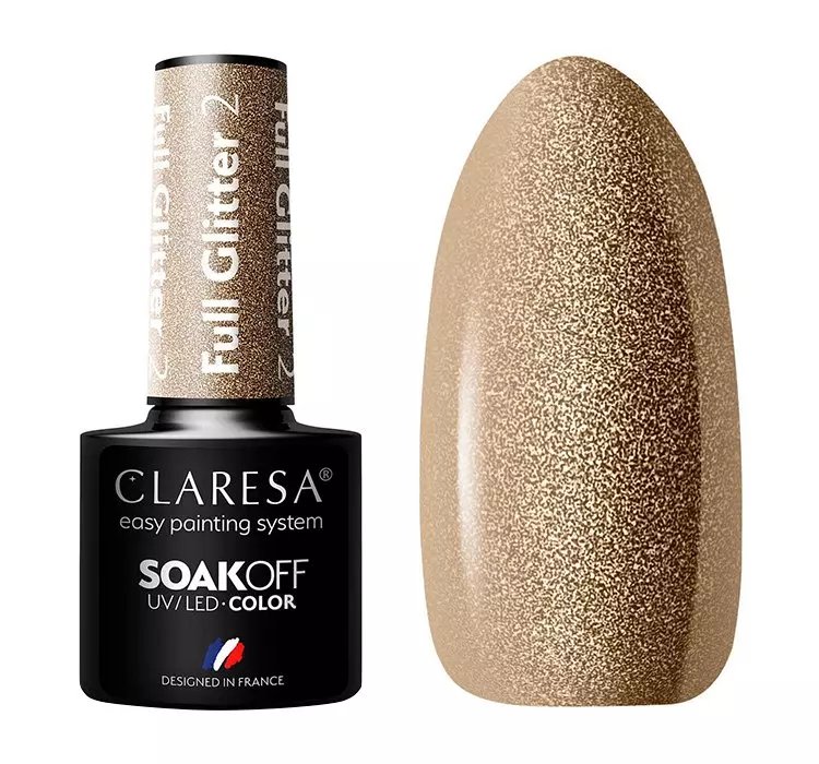 CLARESA SOAK OFF LAKIER HYBRYDOWY FULL GLITTER 2 5ML