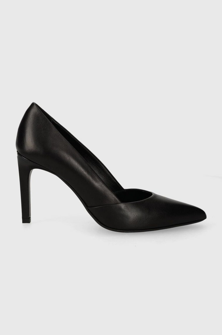 Calvin Klein szpilki skórzane HEEL PUMP 90 LEATHER kolor czarny HW0HW01928