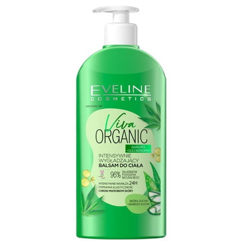 Eveline Cosmetics Viva Organic intensywnie wygładzający balsam do ciała bioAloes + Olej Konopny 350ml