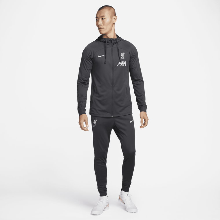 Męski dzianinowy dres piłkarski z kapturem Nike Dri-FIT Liverpool F.C. Strike - Szary