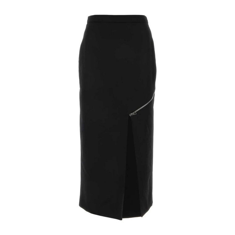 Czarna spódnica z wełny - Klasyczny styl Alexander McQueen