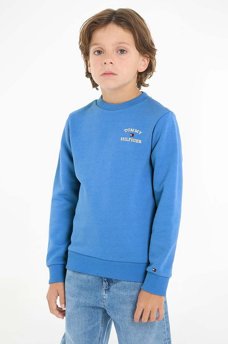 Tommy Hilfiger bluza dziecięca kolor niebieski z nadrukiem