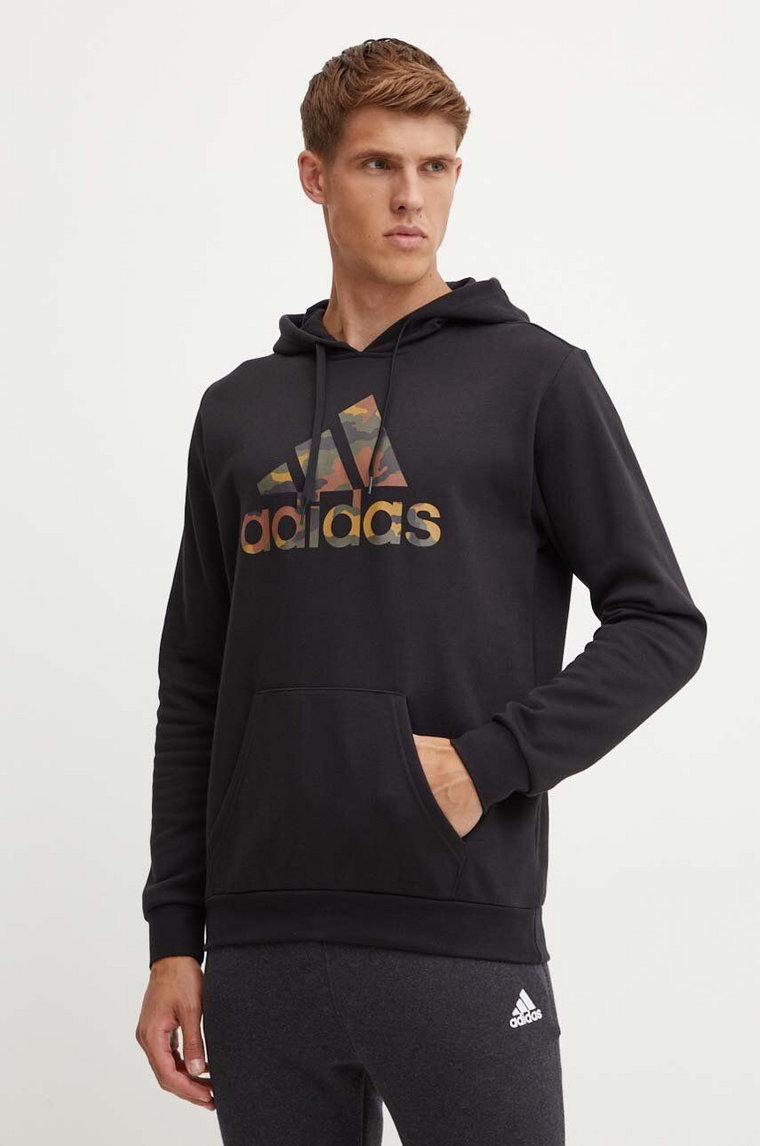 adidas bluza Camo męska kolor czarny z kapturem z nadrukiem IW2678