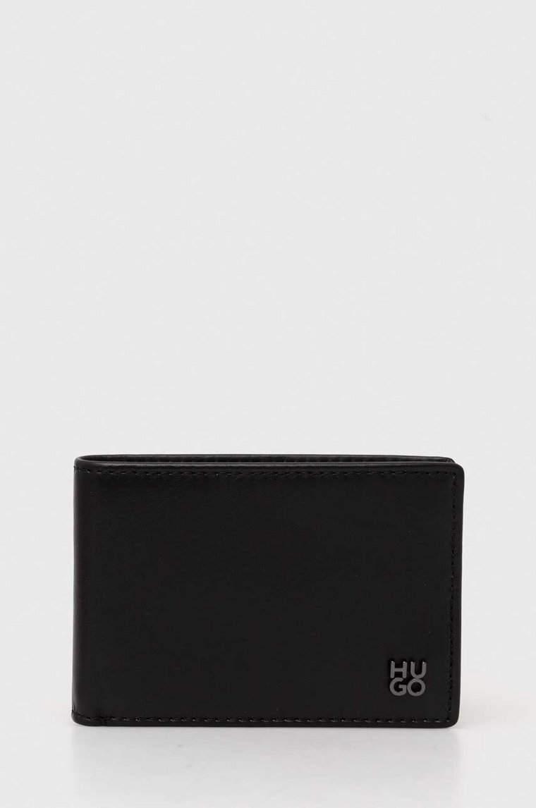 HUGO portfel skórzany męski kolor czarny 50519512